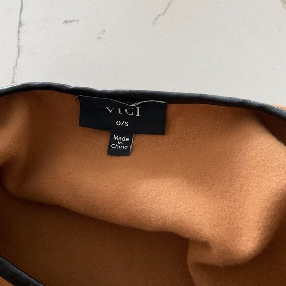 VICI Warm Welcome Contrast Trim Poncho Cape Camel Brown - Picture 13 of 15